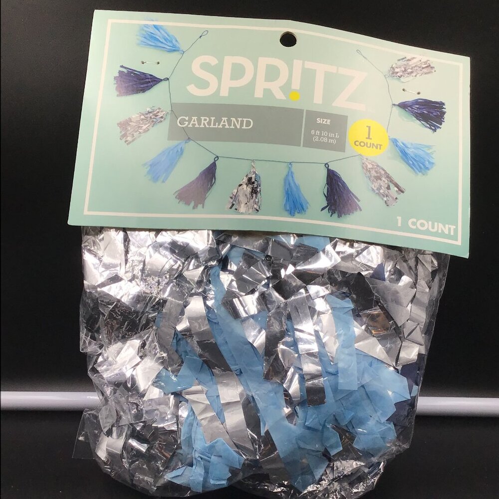 82" Tassel Garland Blue/Silver Spritz™